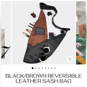 Sash Black and Brown Reversible Leather Bag Like New